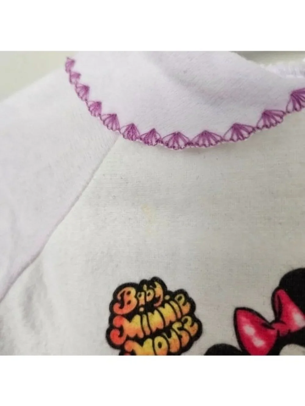Playskool Vintage Minnie Mouse Disney Kids One Piece White Purple Footie Outfit